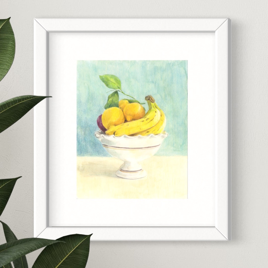 "Morning Fruit Bowl" Original Mixed Media Painting