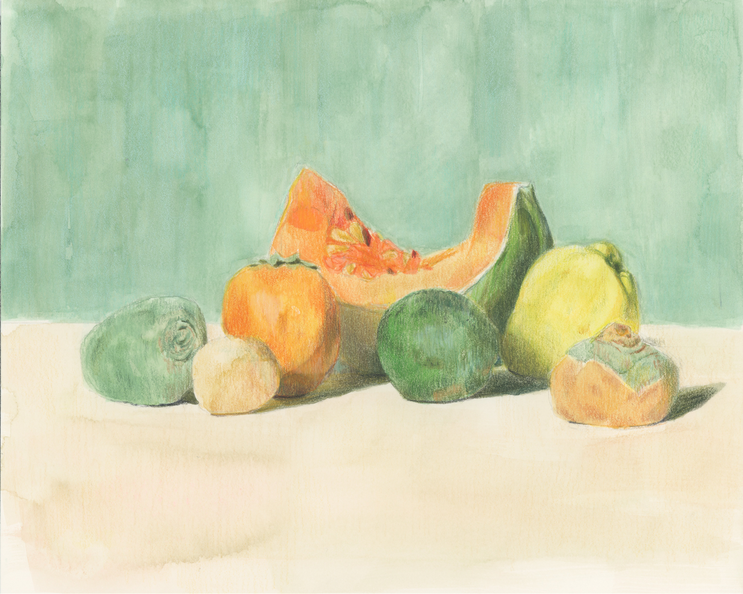 "Coral and Green" Archival Print