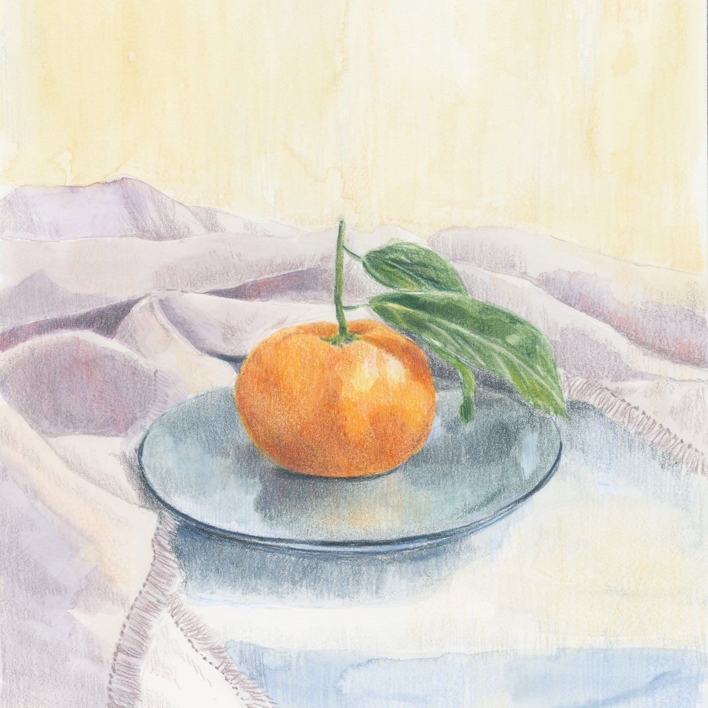 "Orange and Blue" Original Mixed Media Painting
