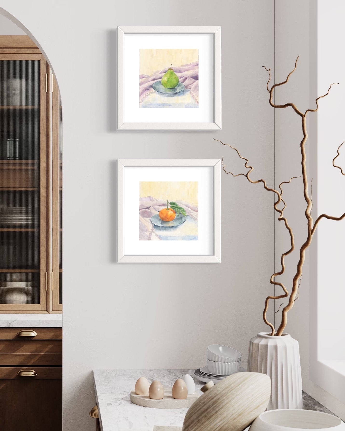 "Orange and Blue" Original Mixed Media Painting