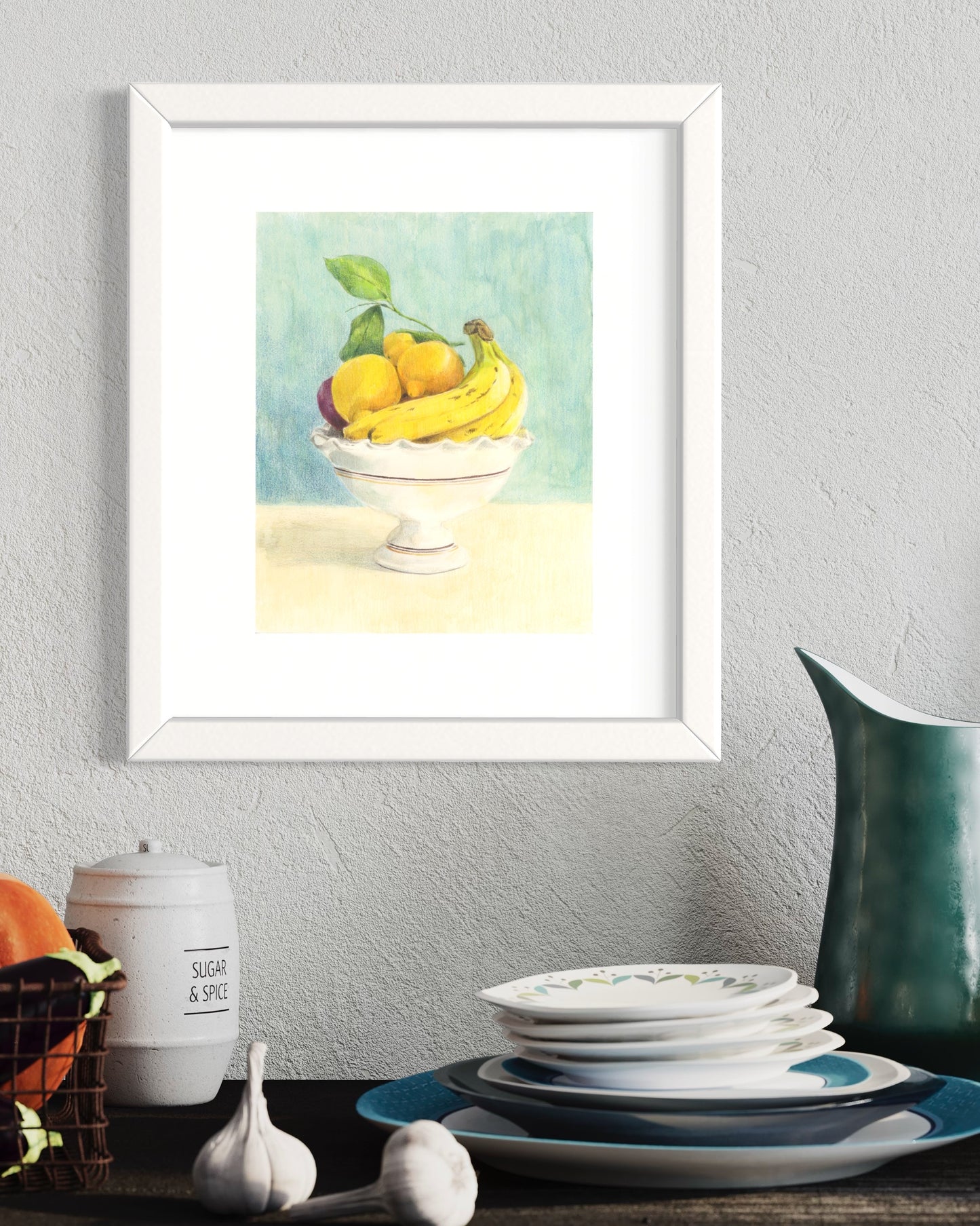 "Morning Fruit Bowl" Original Mixed Media Painting