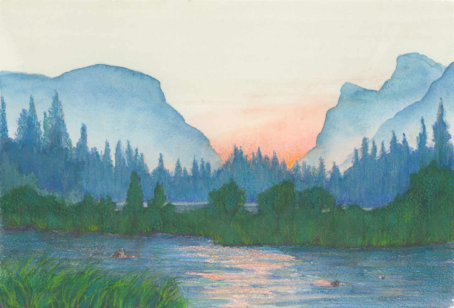 "Waterside" Original Mixed Media Painting