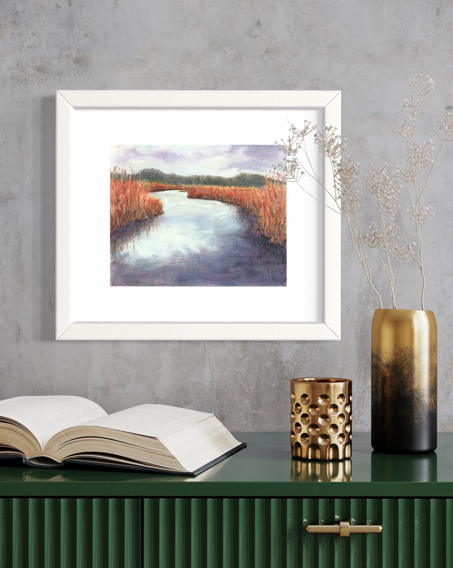 "Indigo Marsh" Original Mixed Media Painting