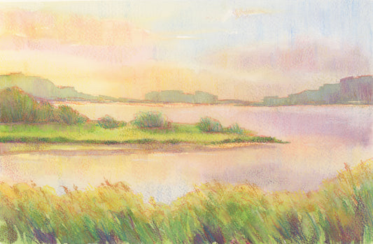 "Golden Marsh" Original Mixed Media Painting